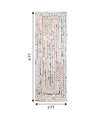 Braided White Chindi Febric Dhurrie - 7