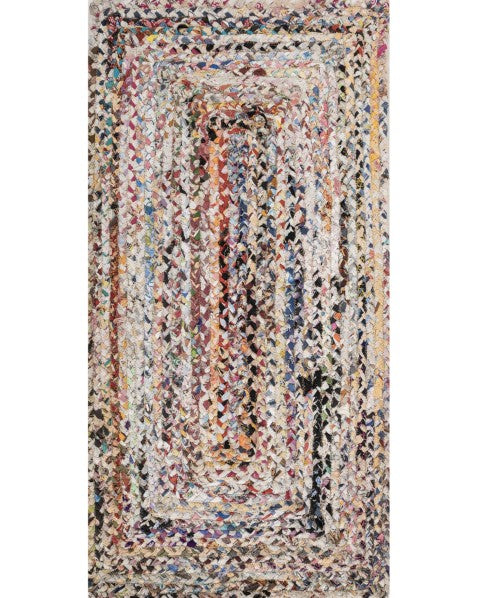 Braided White Chindi Febric Dhurrie - 2
