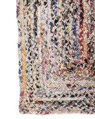 Braided White Chindi Febric Dhurrie - 4