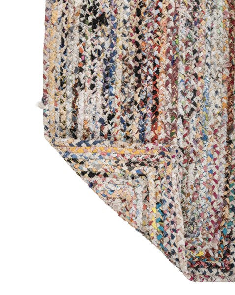 Braided White Chindi Febric Dhurrie - 5