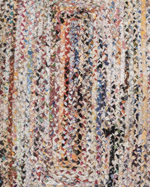 Braided White Chindi Febric Dhurrie - 6