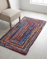 Braided Blue Chindi Febric Dhurrie - 1
