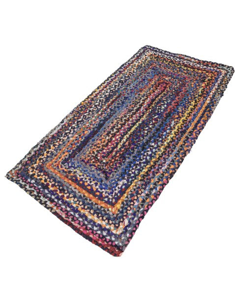 Braided Blue Chindi Febric Dhurrie - 3