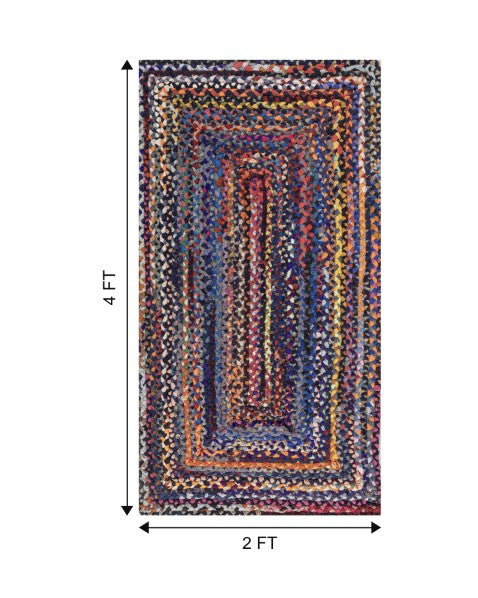 Braided Blue Chindi Febric Dhurrie - 7
