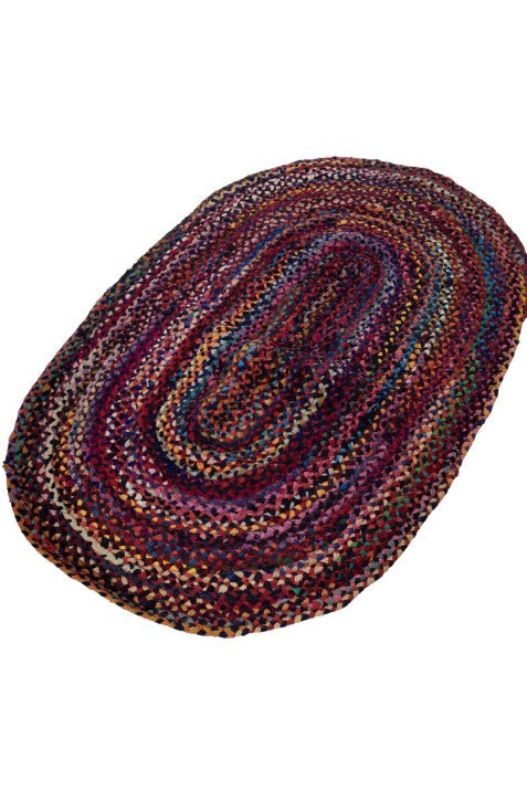Braided Abstract Blue Chindi Febric Dhurrie - 3