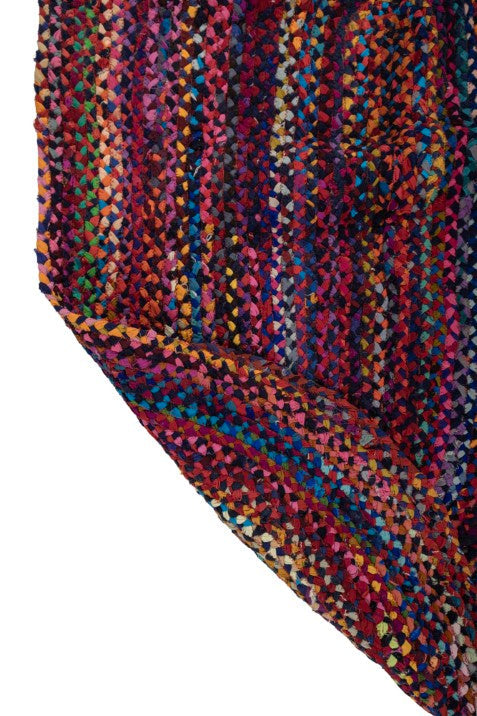 Braided Abstract Blue Chindi Febric Dhurrie - 5