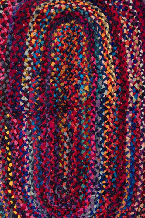 Braided Abstract Blue Chindi Febric Dhurrie - 6
