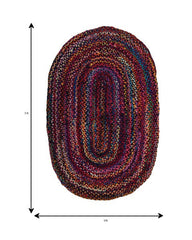 Braided Abstract Blue Chindi Febric Dhurrie - 7