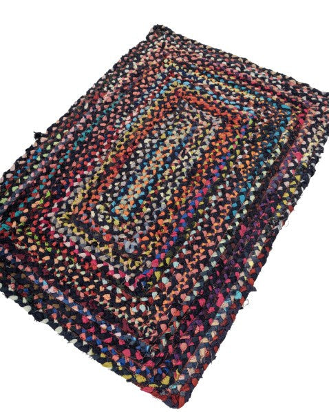 Braided Blue Chindi Febric Dhurrie - 3