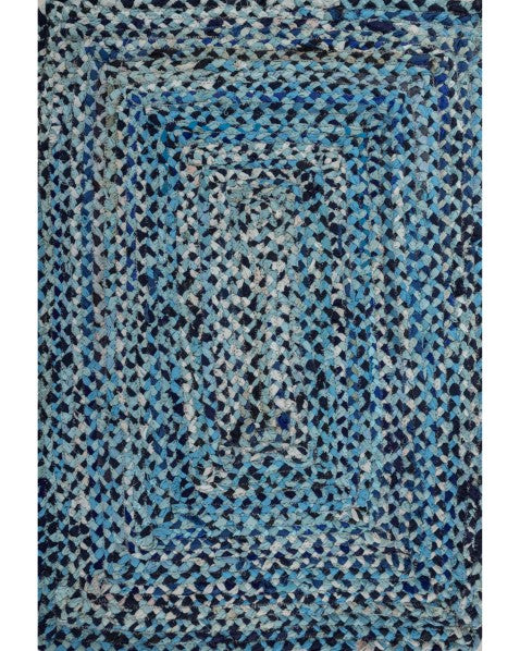Braided Blue Chindi Febric Dhurrie - 2