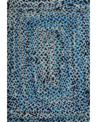 Braided Blue Chindi Febric Dhurrie - 2