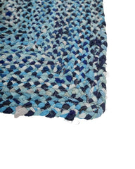 Braided Blue Chindi Febric Dhurrie - 4