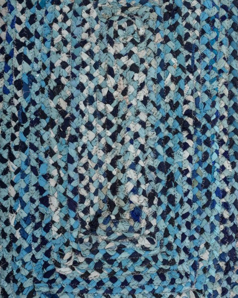 Braided Blue Chindi Febric Dhurrie - 5