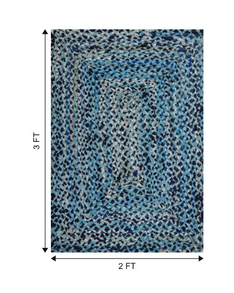 Braided Blue Chindi Febric Dhurrie - 6