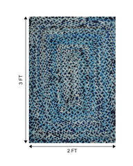 Braided Blue Chindi Febric Dhurrie - 6
