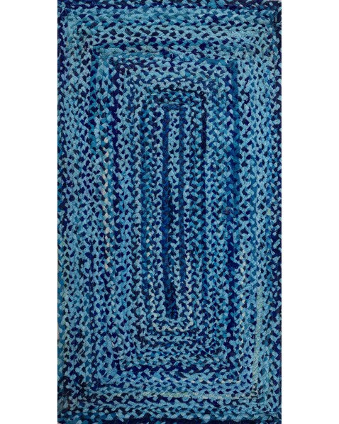 Braided Blue Chindi Febric Dhurrie - 2