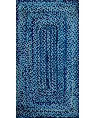 Braided Blue Chindi Febric Dhurrie - 2