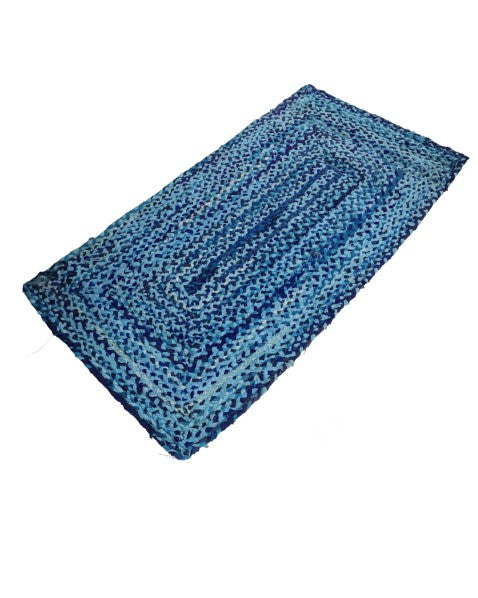 Braided Blue Chindi Febric Dhurrie - 3