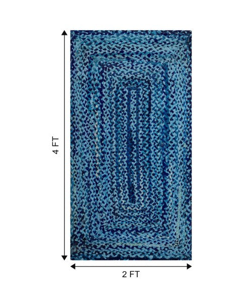 Braided Blue Chindi Febric Dhurrie - 7
