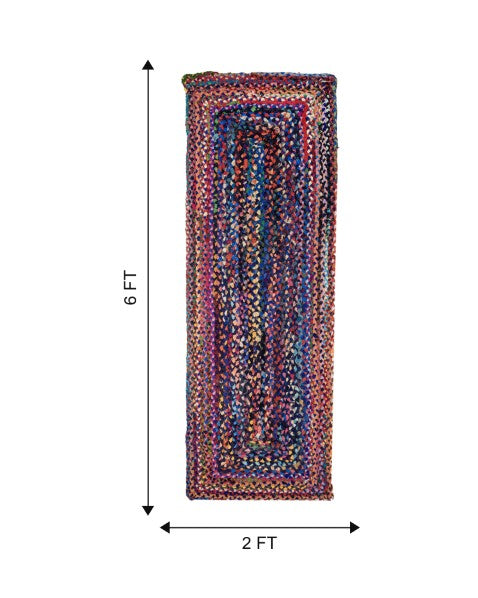Braided Blue Chindi Febric Dhurrie - 7