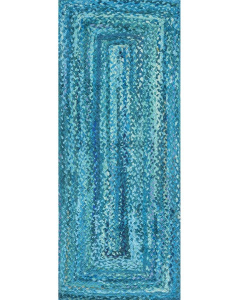 Braided Blue Chindi Febric Dhurrie - 2