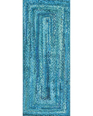 Braided Blue Chindi Febric Dhurrie - 2