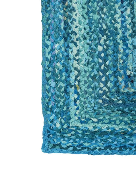 Braided Blue Chindi Febric Dhurrie - 4