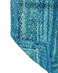 Braided Blue Chindi Febric Dhurrie - 5