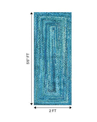 Braided Blue Chindi Febric Dhurrie - 7