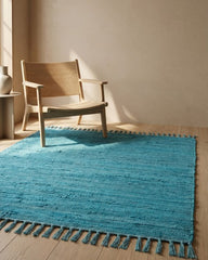 Solid Blue Chindi Febric Dhurrie - 1