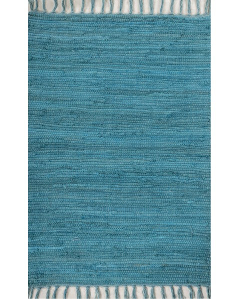 Solid Blue Chindi Febric Dhurrie - 2