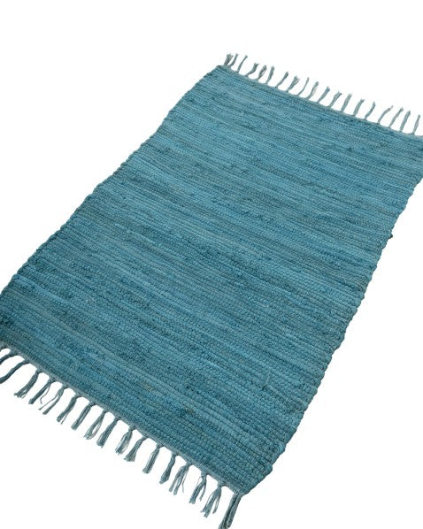 Solid Blue Chindi Febric Dhurrie - 3