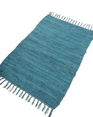 Solid Blue Chindi Febric Dhurrie - 3
