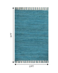 Solid Blue Chindi Febric Dhurrie - 6