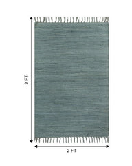 Solid Green Chindi Febric Dhurrie - 6