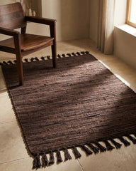 Solid Brown Chindi Febric Dhurrie - 1