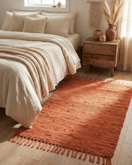 Solid Orange Chindi Febric Dhurrie - 1
