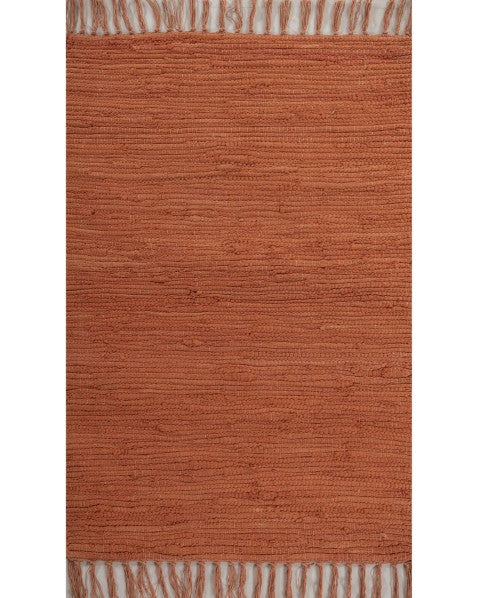 Solid Orange Chindi Febric Dhurrie - 2