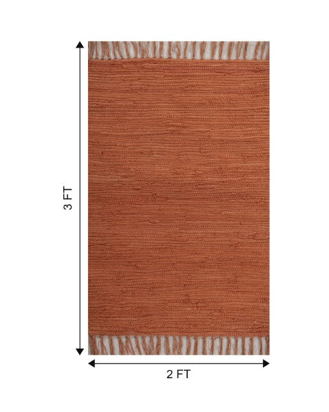 Solid Orange Chindi Febric Dhurrie - 6