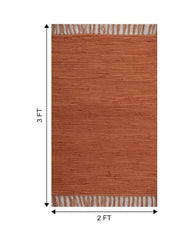 Solid Orange Chindi Febric Dhurrie - 6