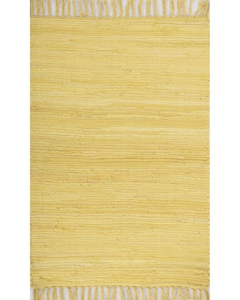 Solid Yellow Chindi Febric Dhurrie - 2