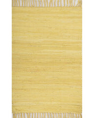 Solid Yellow Chindi Febric Dhurrie - 2