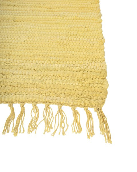 Solid Yellow Chindi Febric Dhurrie - 4