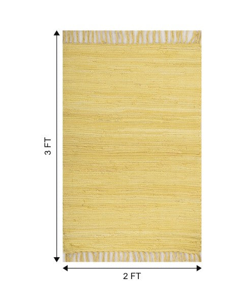 Solid Yellow Chindi Febric Dhurrie - 6