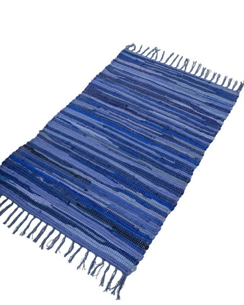 Striped Blue Chindi Febric Dhurrie - 3