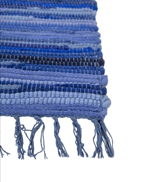 Striped Blue Chindi Febric Dhurrie - 4
