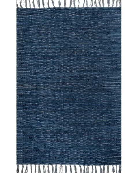 Solid Blue Chindi Febric Dhurrie - 2