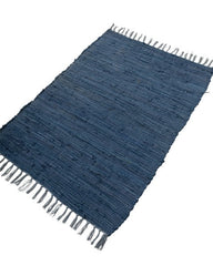 Solid Blue Chindi Febric Dhurrie - 3