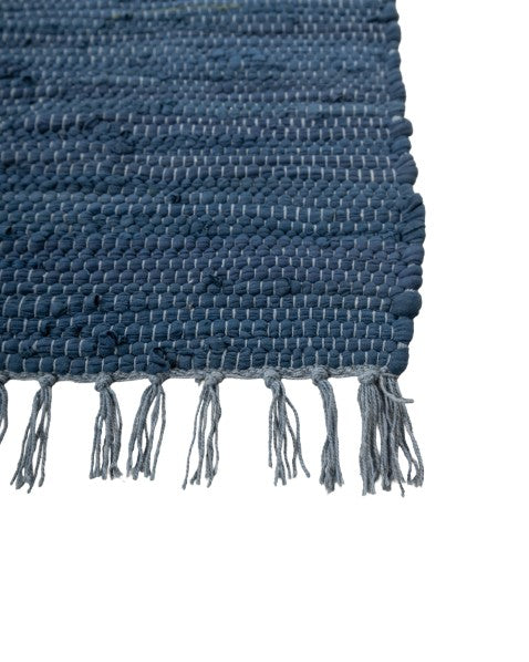 Solid Blue Chindi Febric Dhurrie - 4