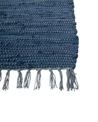 Solid Blue Chindi Febric Dhurrie - 4